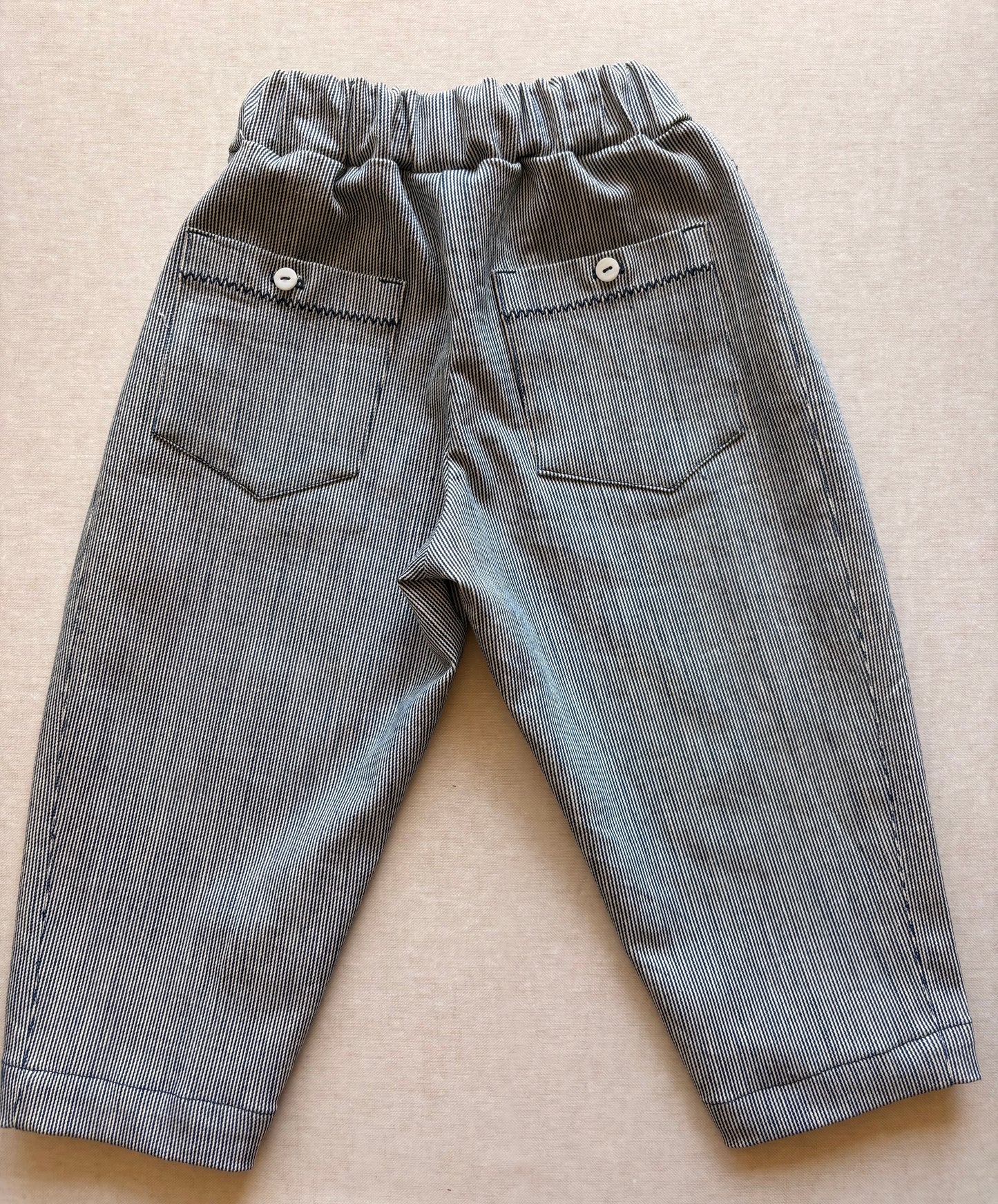 Blue and White Denim Barrel Pants (unisex)