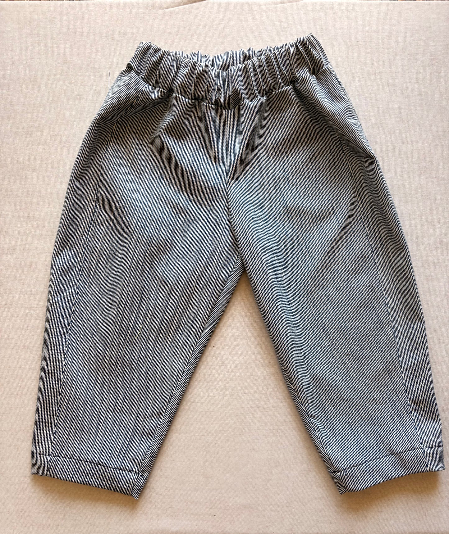 Blue and White Denim Barrel Pants (unisex)