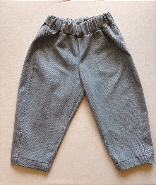 Blue and White Denim Barrel Pants (unisex)